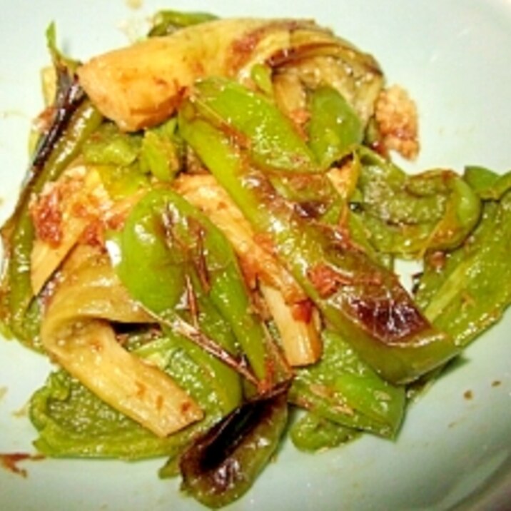 箸休めに~焼き茄子・ピーマンの生姜和え